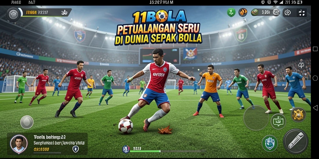 Gameplay seru 11BOLA dengan aksi sepak bola mendebarkan.
