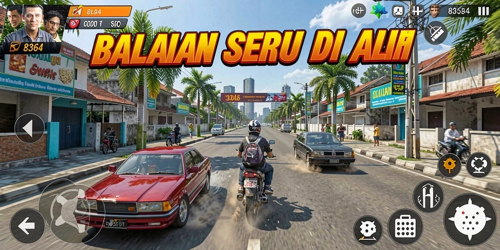 Gameplay balapan yang seru dan mendebarkan di 8364.