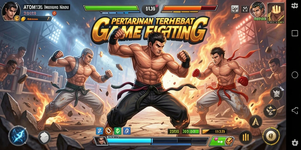 Tampilan permainan <strong>ATOM138</strong> dengan aksi pertarungan yang mendebarkan.