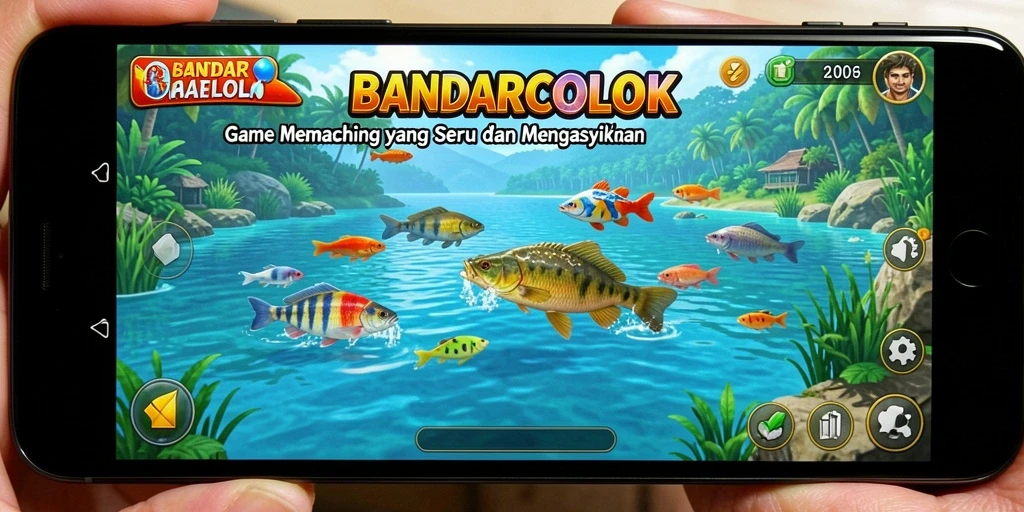 Tampilan gameplay seru dalam BANDARCOLOK saat menangkap ikan.