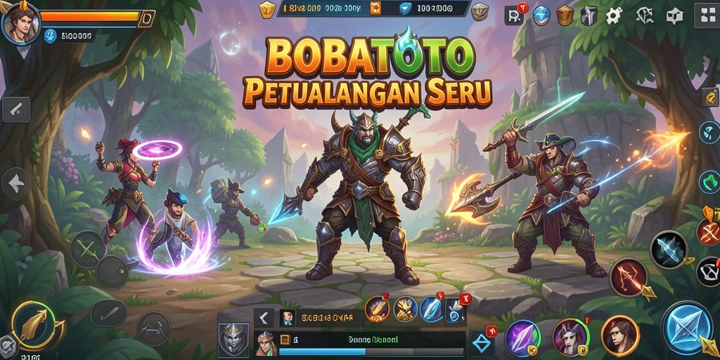 Screenshot gameplay BOBATOTO menampilkan pertarungan seru dan karakter beragam.