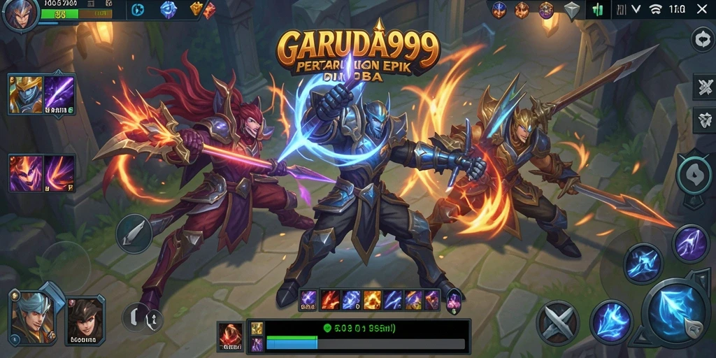 Tangkapan layar gameplay <strong>GARUDA999</strong> menampilkan pertarungan strategis yang mendebarkan.