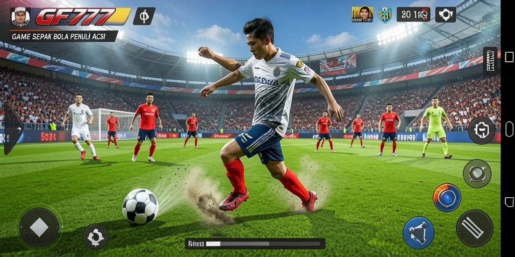 Gameplay seru GF777 yang menampilkan pertandingan sepak bola.