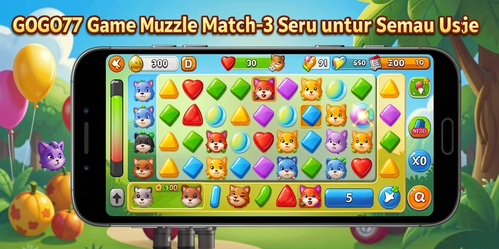 Tampilan menarik dalam GOGO77 dengan gameplay Match-3 yang seru.