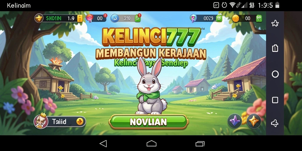 Tangkapan layar gameplay KELINCI777 menampilkan peternakan kelinci yang indah.