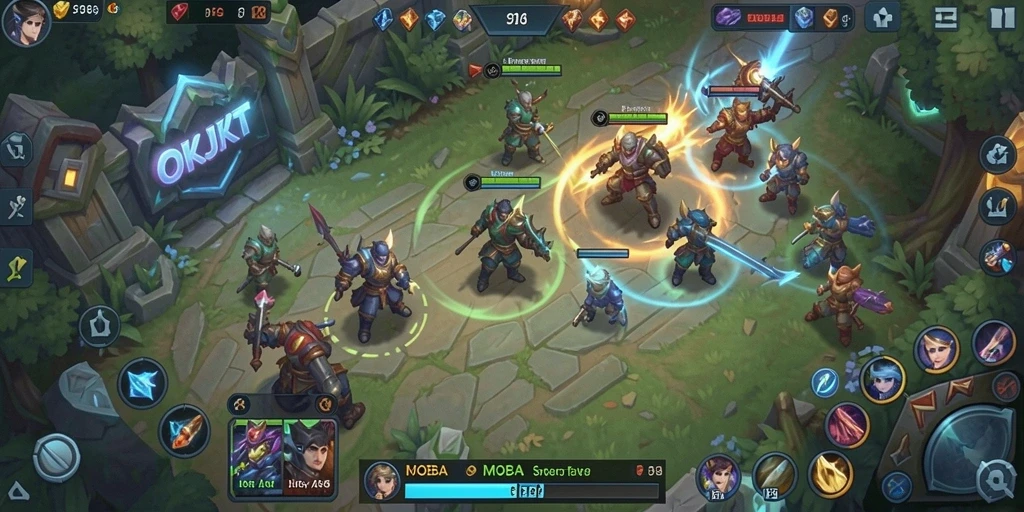 Tampilan gameplay MOBA yang seru dan mengasyikkan di OKJKT.