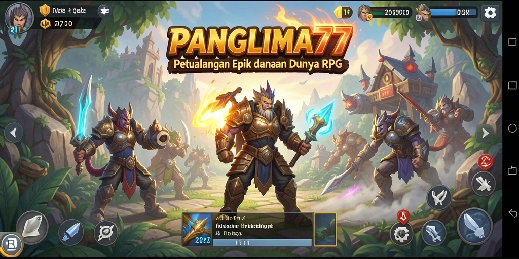 Tampilan gameplay seru dalam petualangan RPG PANGLIMA77.