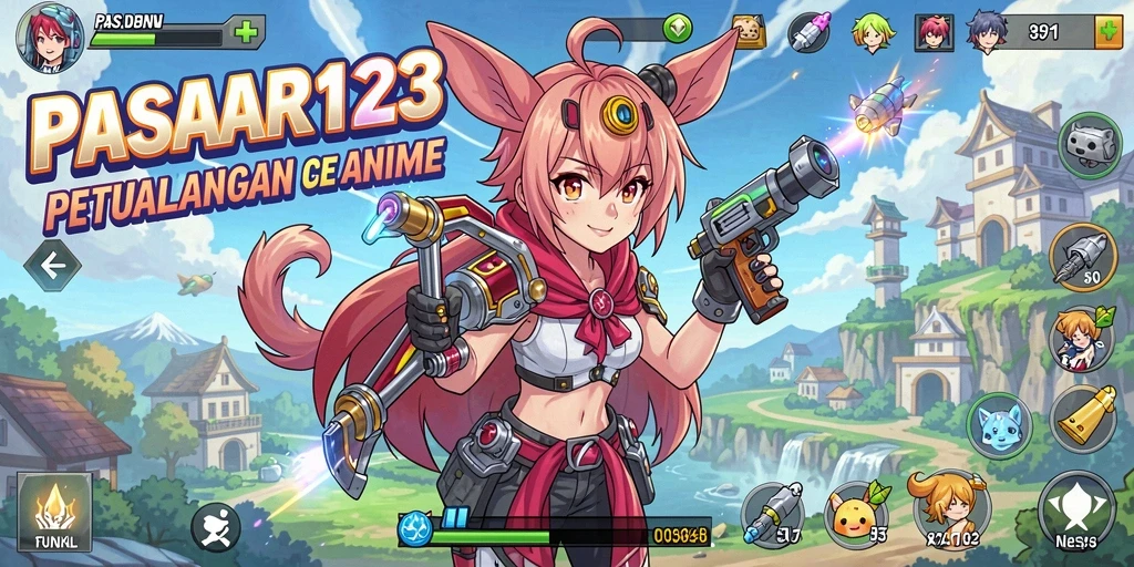 Screenshot gameplay Anime PASAR123 yang penuh warna dan karakter unik.