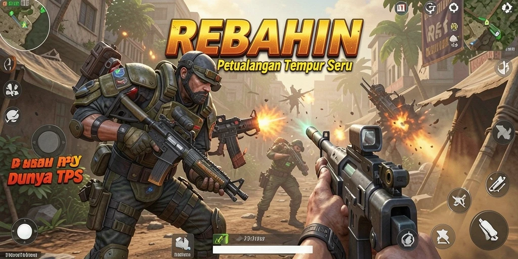 Screenshot REBAHIN menampilkan aksi tempur yang mendebarkan.