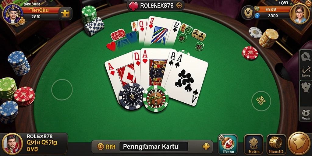 Tampilan gameplay menegangkan dalam game QiuQiu ROLEX878.