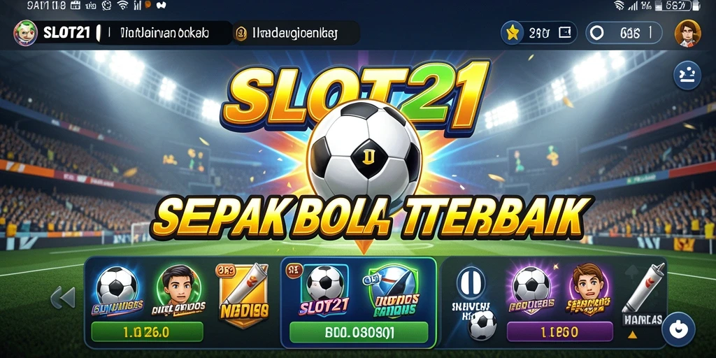 Tampilan gameplay SLOT21 dengan tema sepak bola yang menarik.