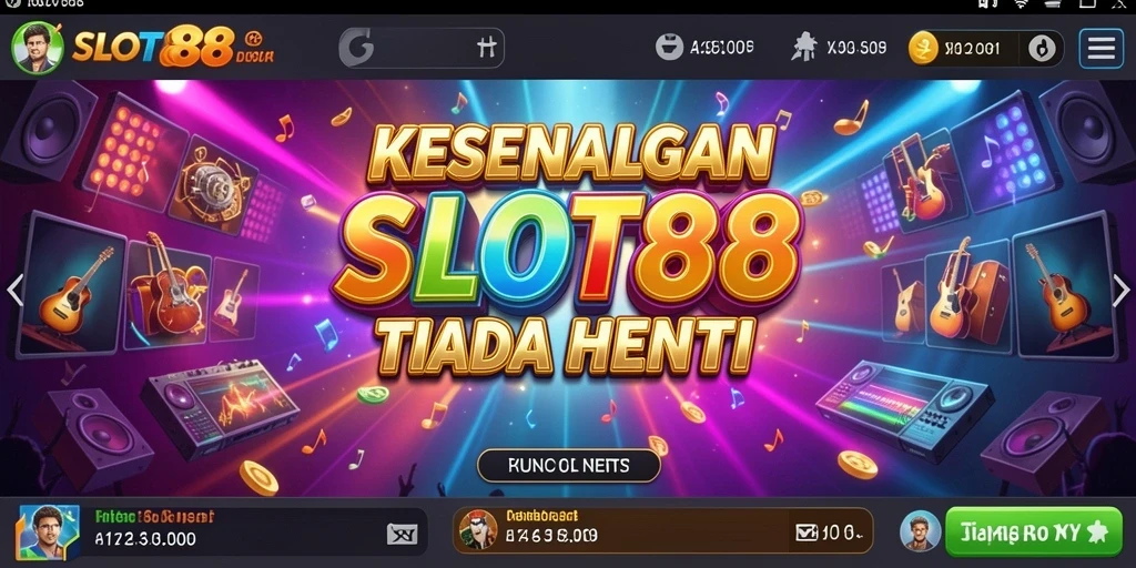Tampilan menarik dari gameplay SLOT88 yang dipenuhi musik.