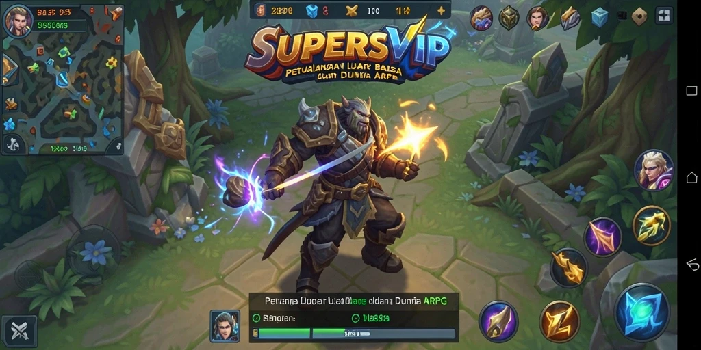 Tampilan seru gameplay ARPG SUPERSVIP yang penuh aksi.