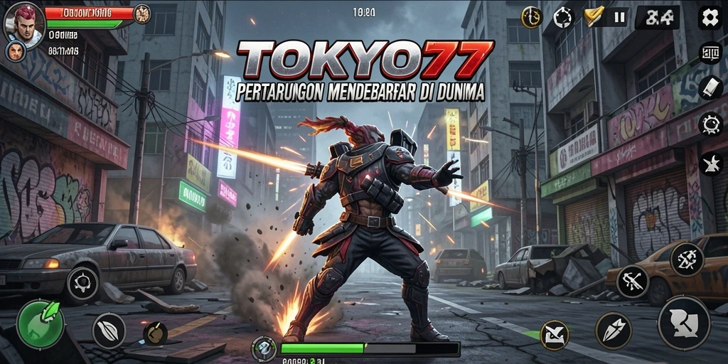 Screenshot gameplay menampilkan aksi seru di TOKYO77.