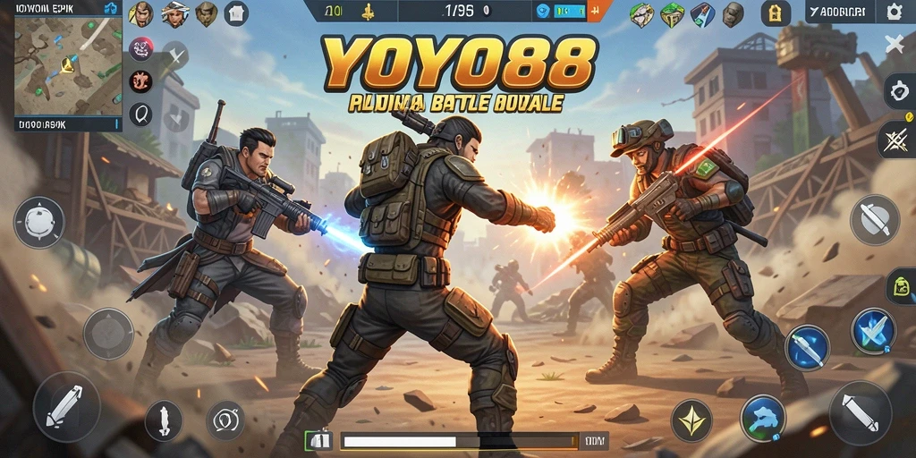 Tampilan seru gameplay YOYO88 dalam pertarungan Battle Royale.